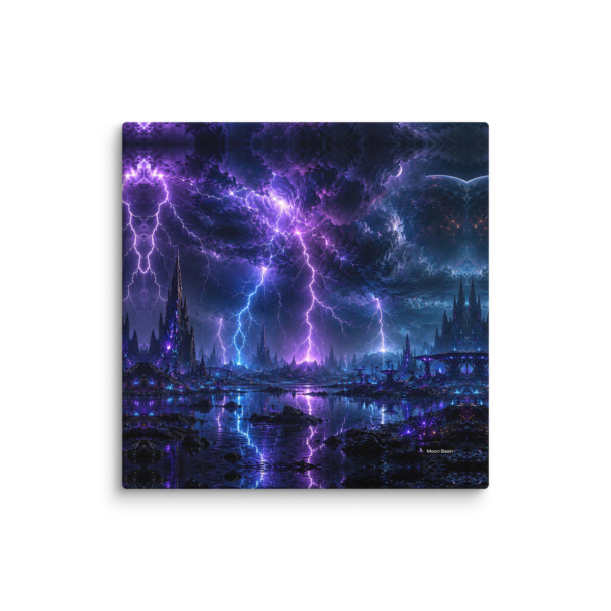 Violet Storm Citadel canvas print, 20x20 inch, on a white wall