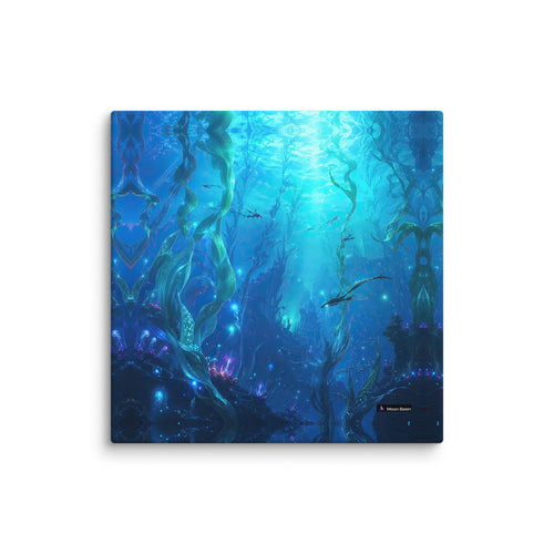 Alien Kelp Basin canvas print, 20x20 inch, on a white wall