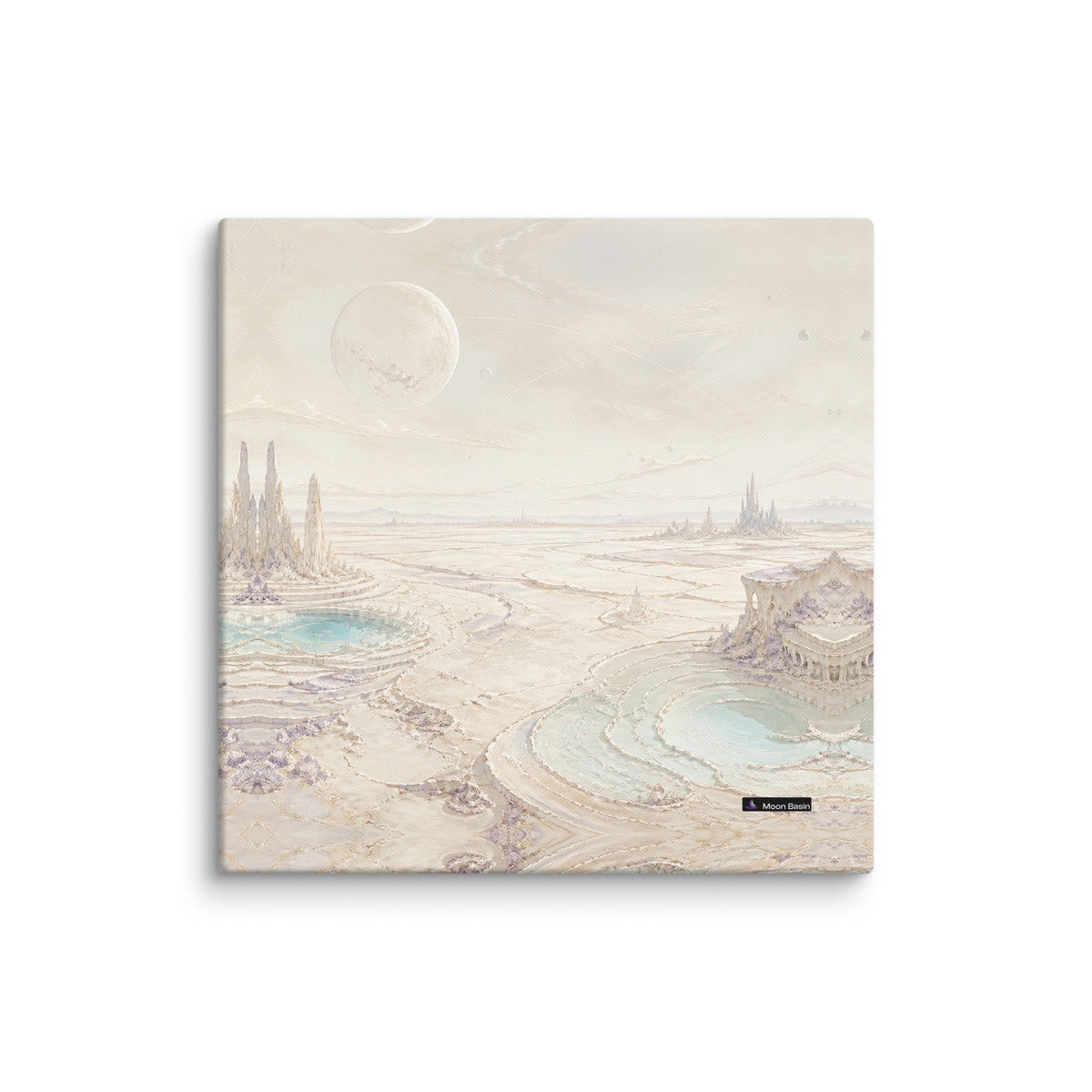 Ivory Orbit Basin canvas print, 20x20 inch, on a white wall