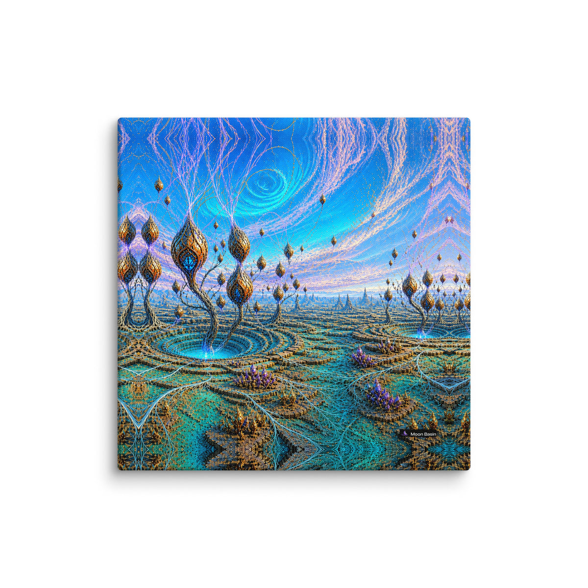 Gravity Orchard Basin canvas print, 20x20 inch, on a white wall