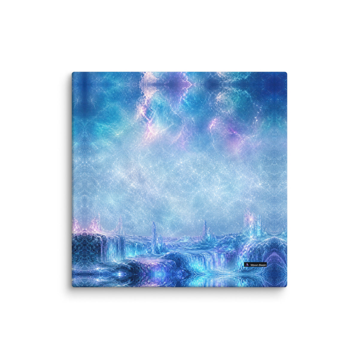 Aurora Icefall canvas print, 20x20 inch, on a white wall