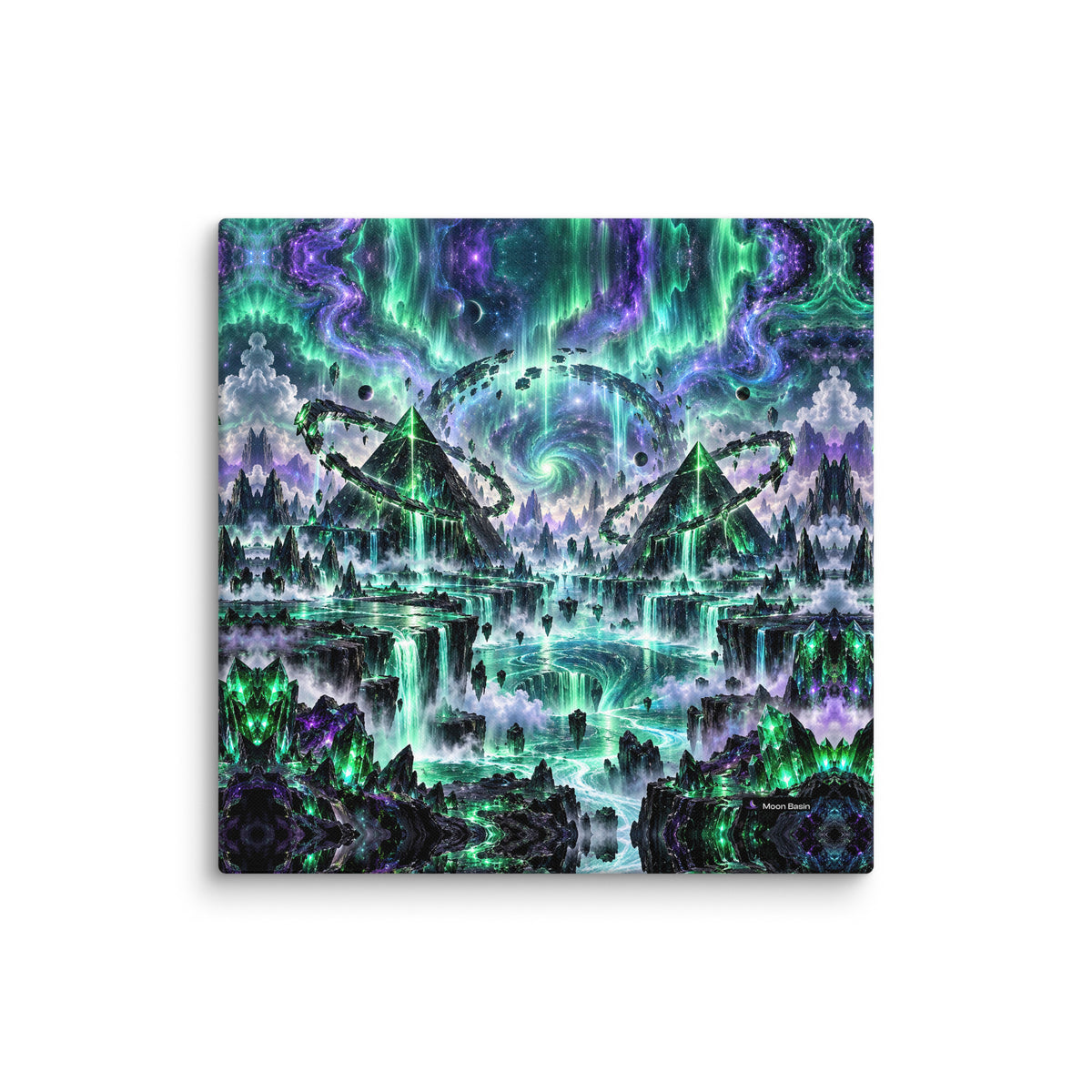 Emerald Halo Ascension canvas print, 20x20 inch, on a white wall