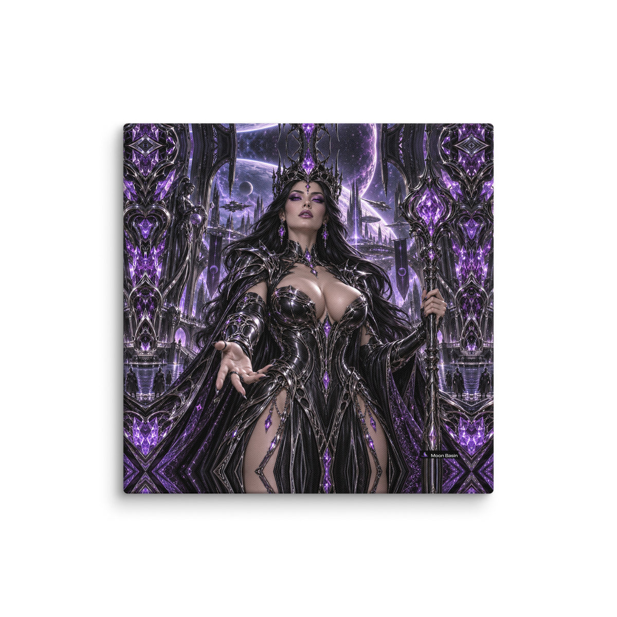 Obsidian Empress canvas on a white wall