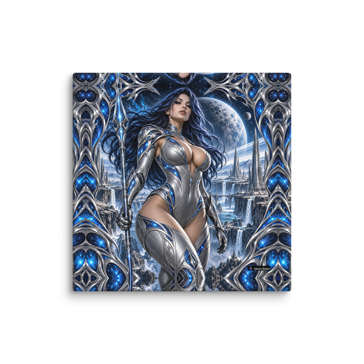 Nebula Huntress canvas on a white wall