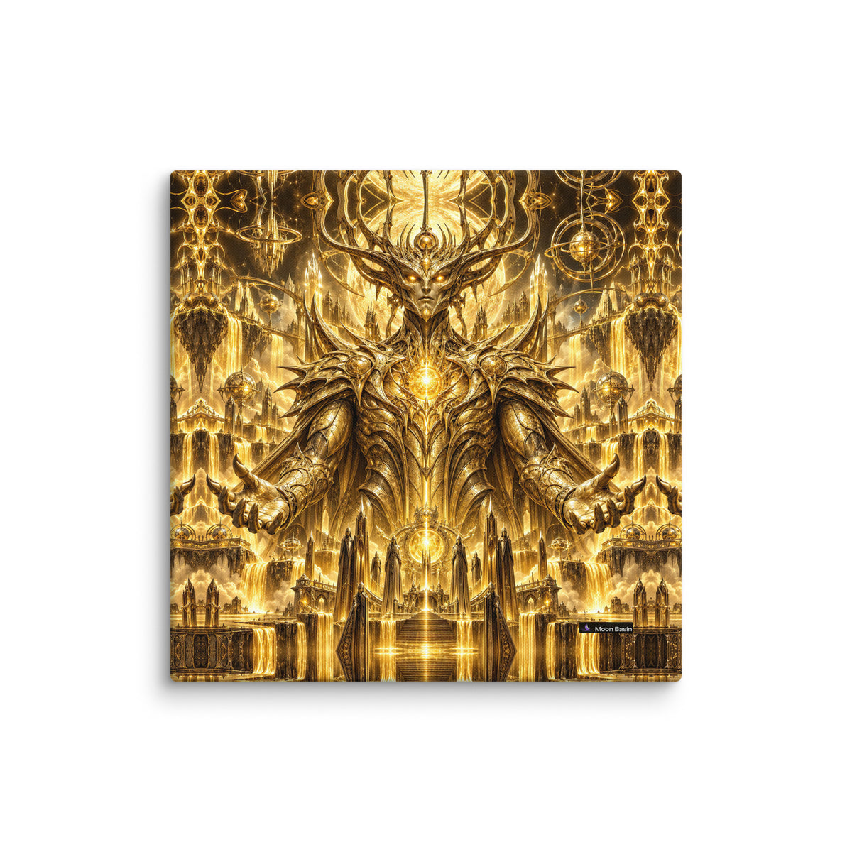 Gold canvas on a white wall