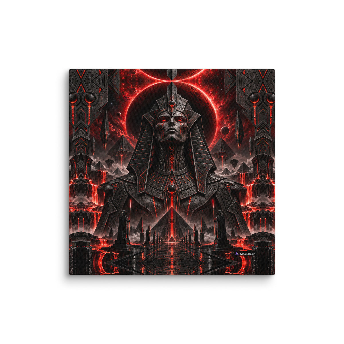 Crimson Pharaoh canvas on a white wall
