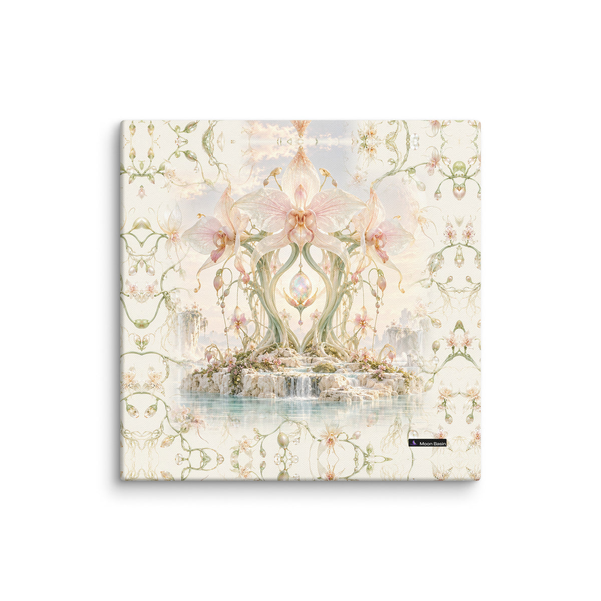 Alien Orchid Sanctuary canvas on a white wall