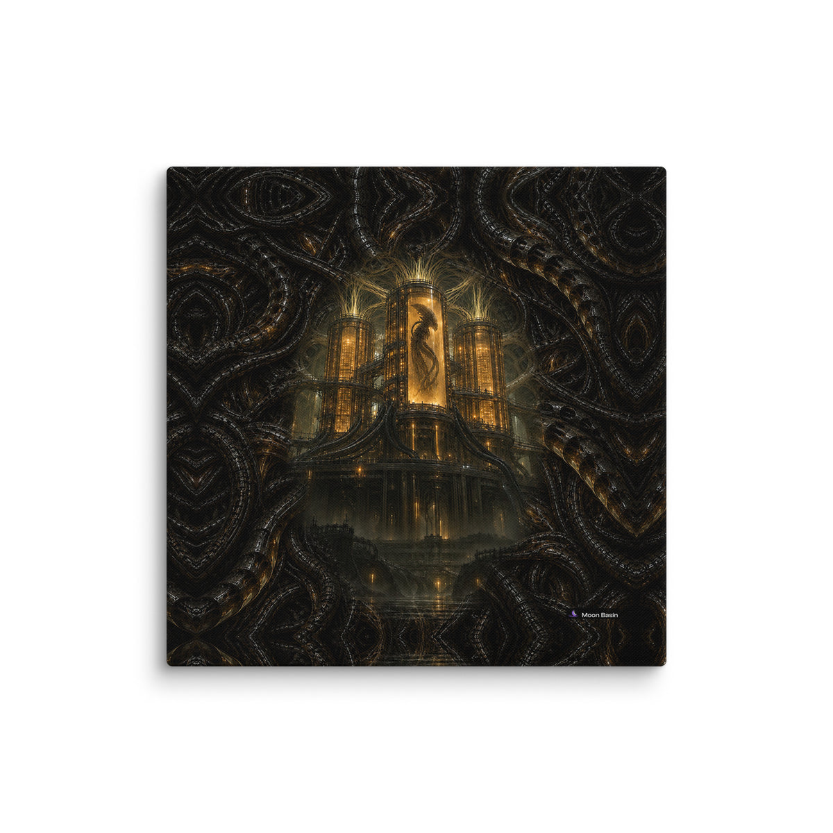 Organ Farm canvas print, 20 x 20 inch, on a white wall
