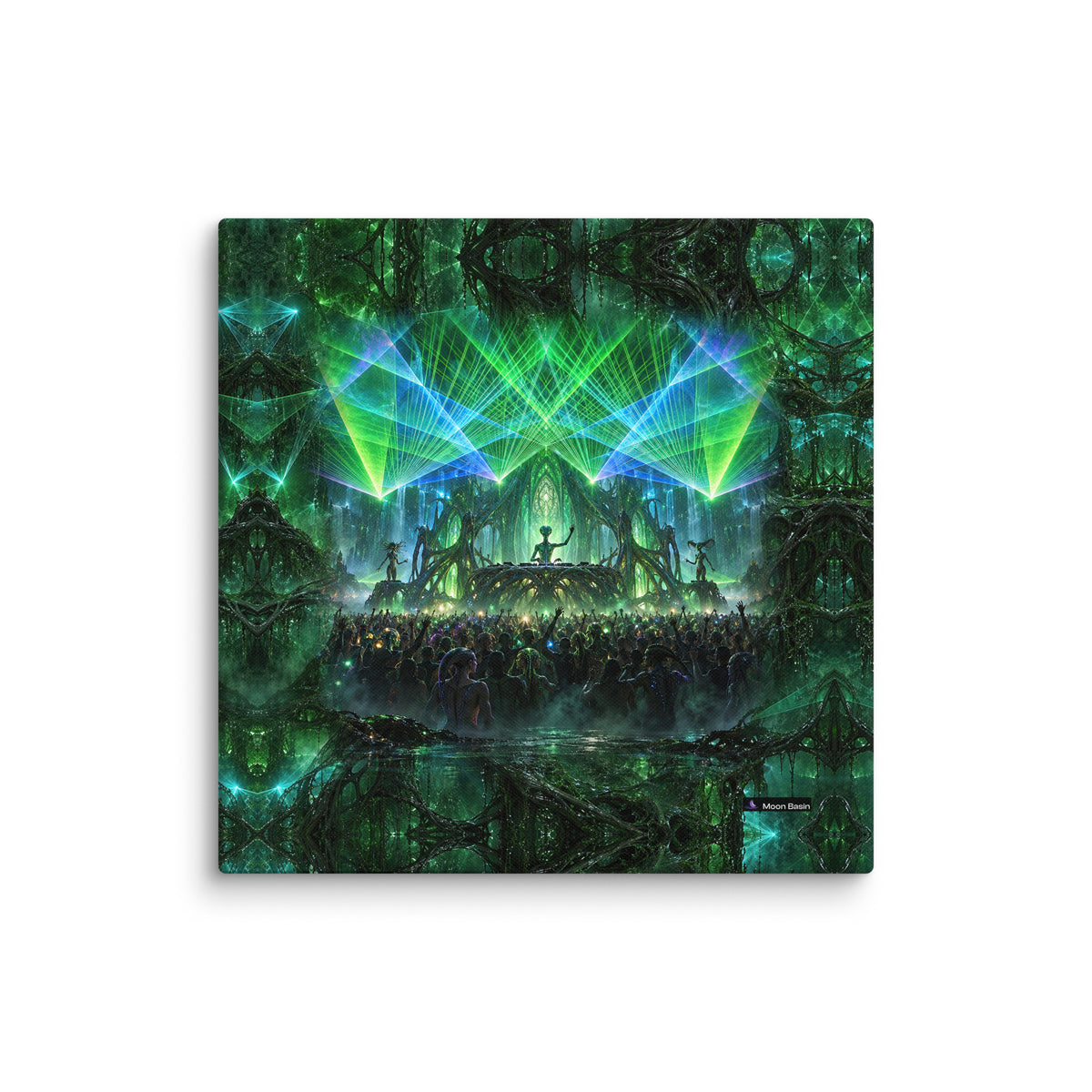 Verdant Frequency canvas on a white wall