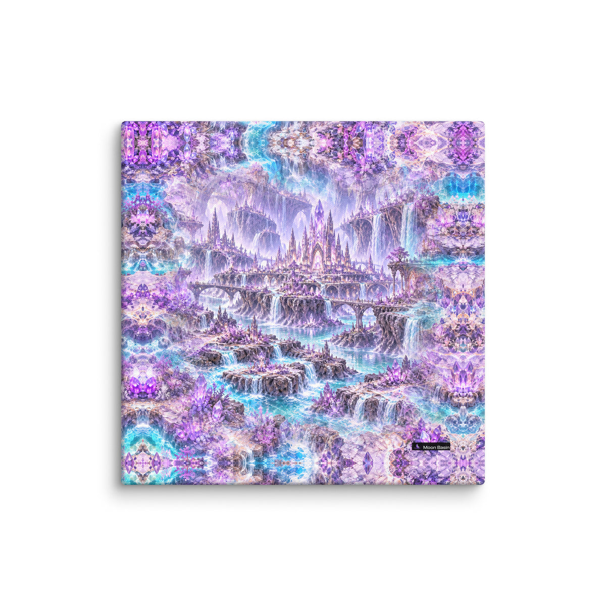 Violet Crystal Expanse canvas print, 20 x 20 inch, on a white wall