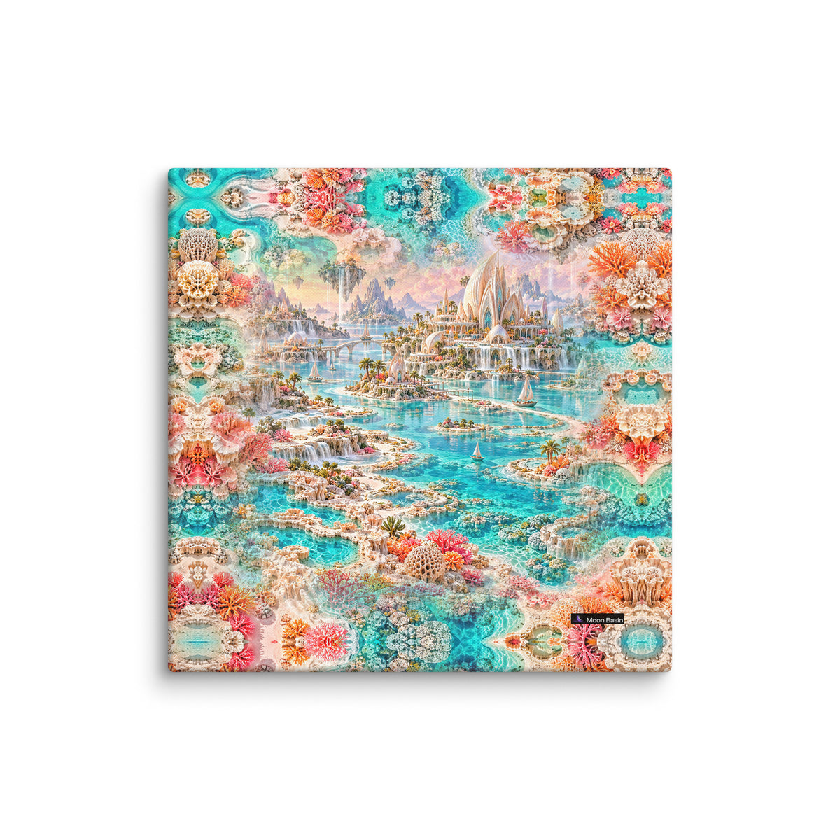 Opal Tidal Realm canvas print, 20 x 20 inch, on a white wall