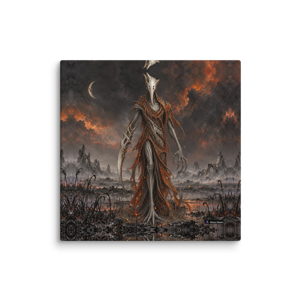 Ashen Reaper canvas on a white wall