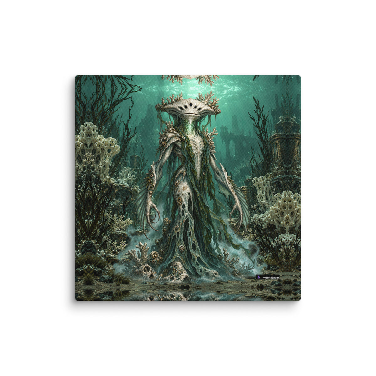 Drowned Oracle canvas on a white wall