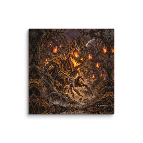 Grinning Harvest canvas print, 20 x 20 inch, on a white wall
