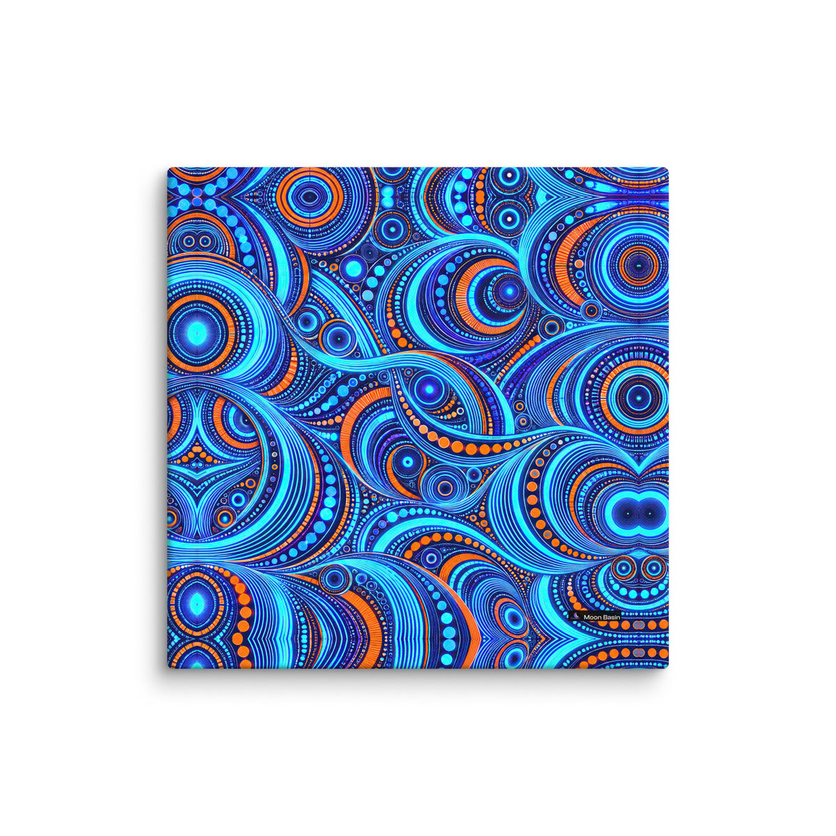 Cyan Overdrive canvas on a white wall