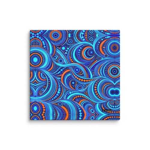 Cyan Overdrive canvas print, 20 x 20 inch, on a white wall