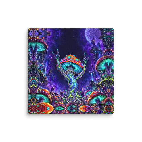 Mushroom Rocker canvas print, 20 inch, on a white wall