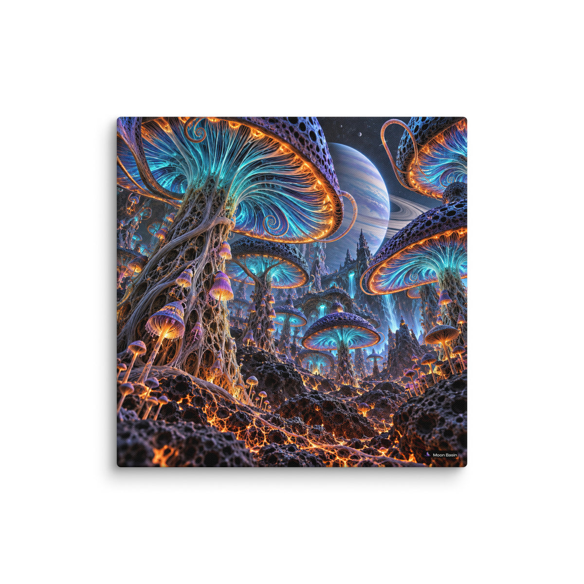 Xenospore Orbit canvas on a white wall