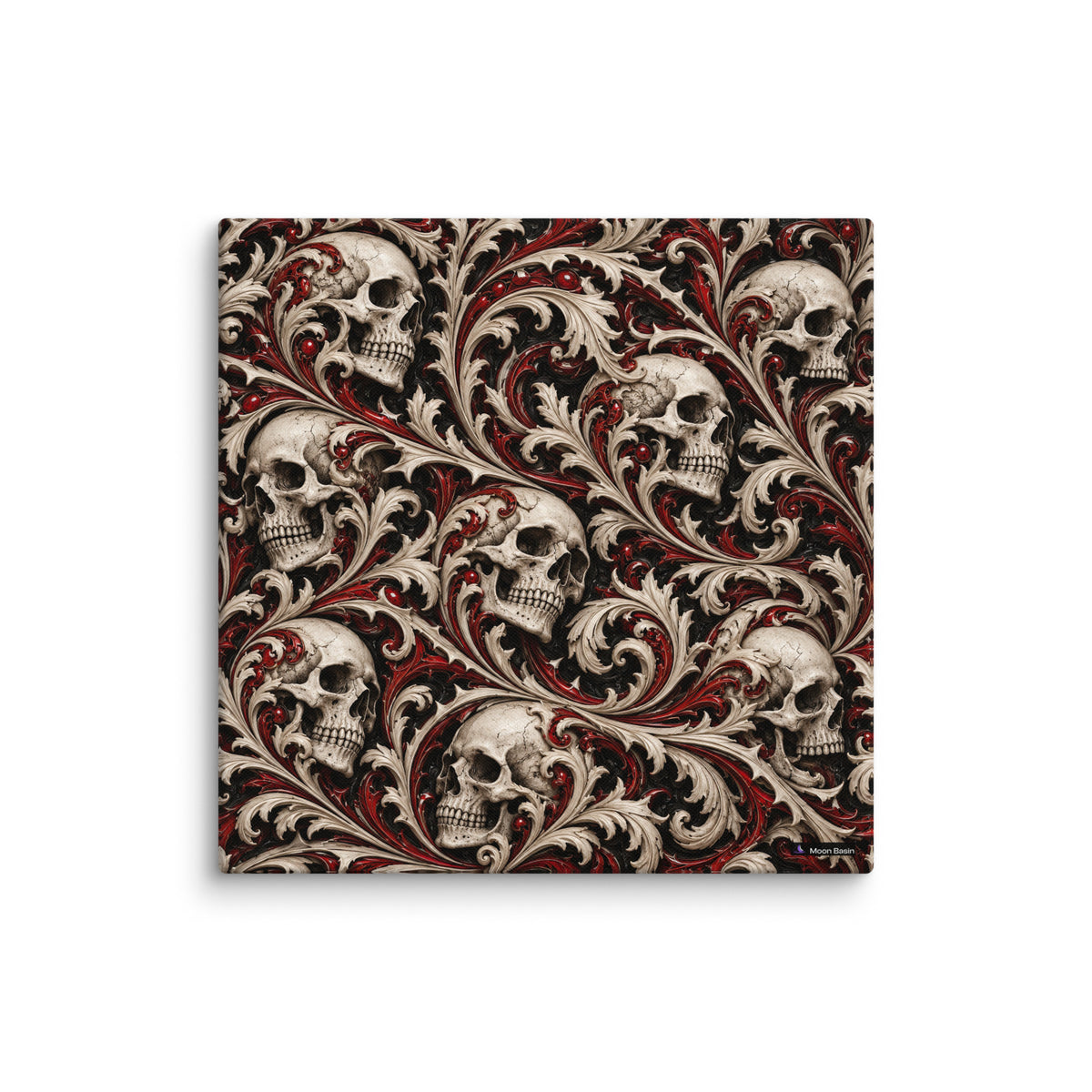 Ossuary Scroll canvas on a white wall