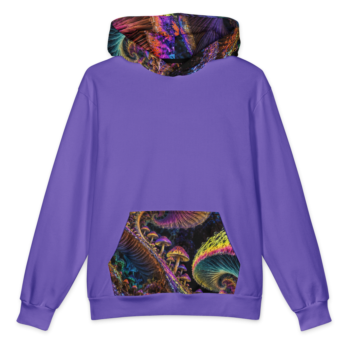Chromatic Sporebloom Electric Violet Terrain Hoodie all-over print oversized hoodie, front