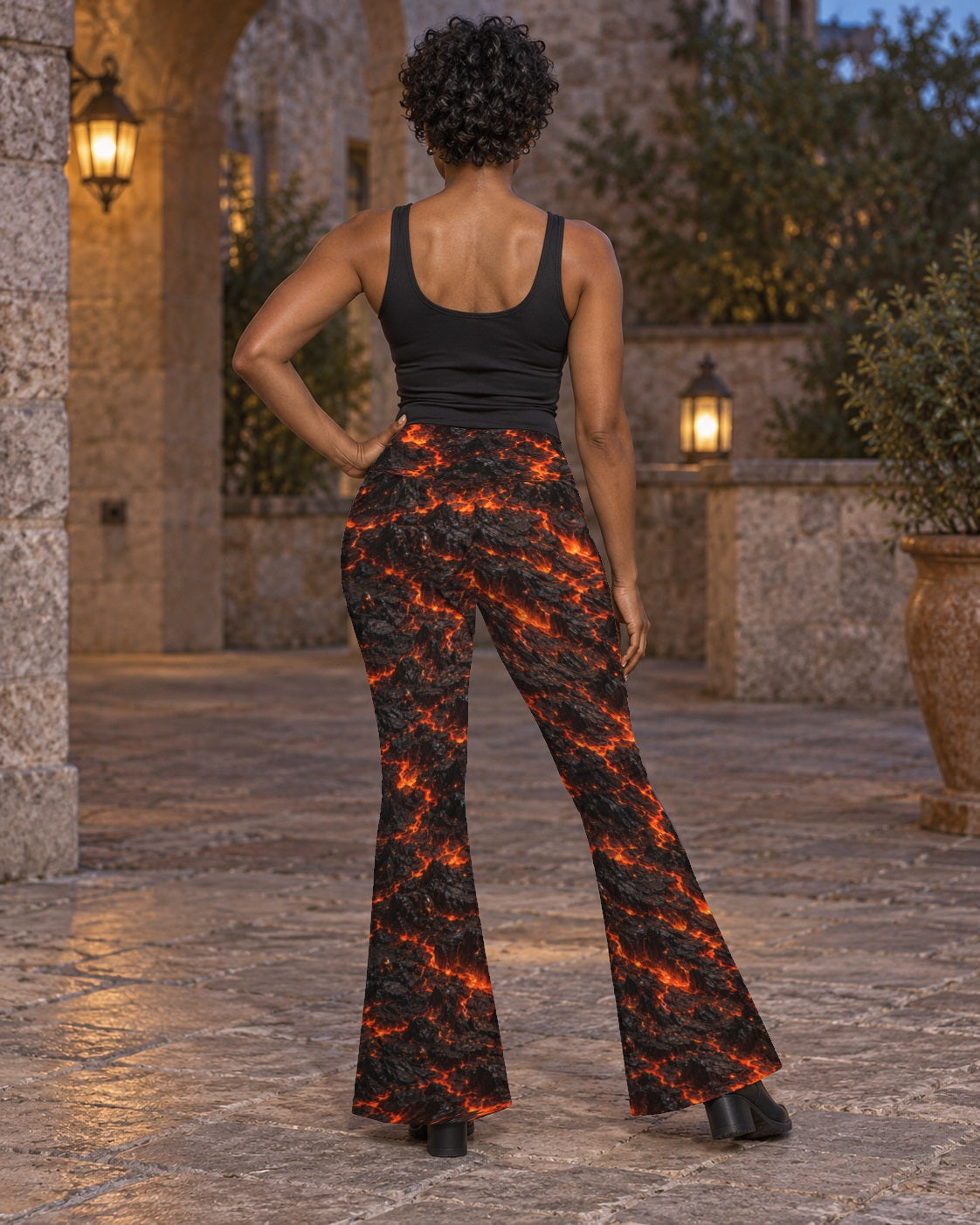 Cinder Throne Terrain Flare Leggings, worn on model, back