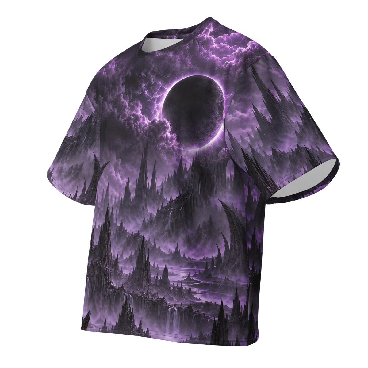 Crimson Marrow Tyrant Terrain all-over print oversized tee, front