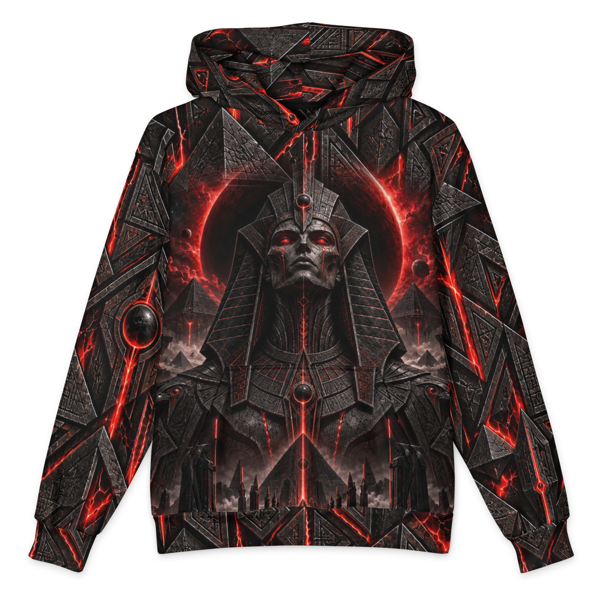 Crimson Pharaoh all-over print oversized hoodie, front