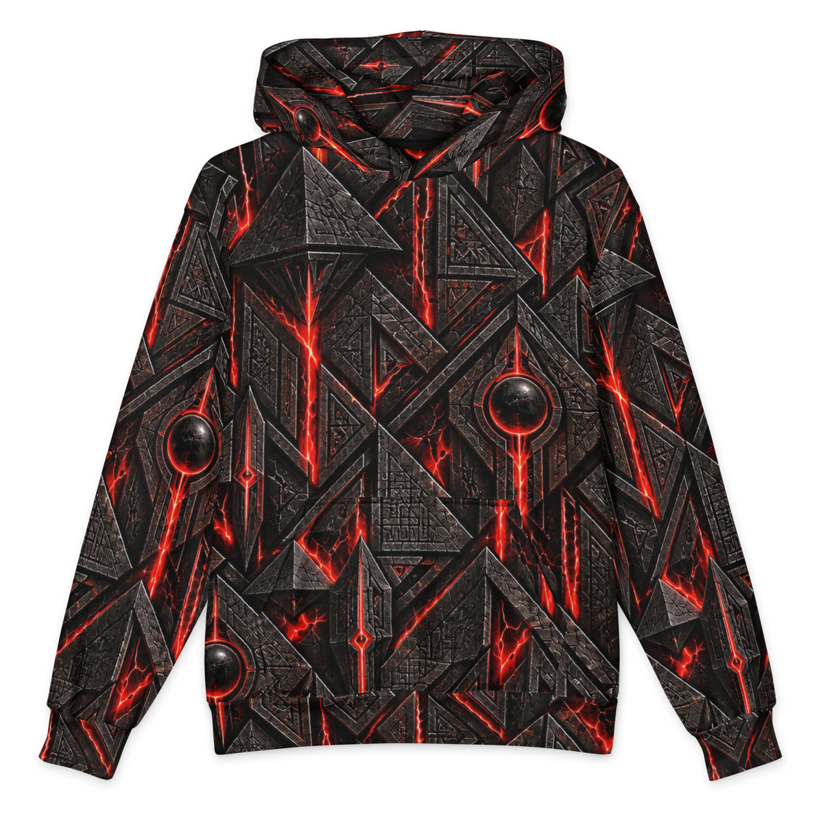 Crimson Pharaoh Terrain all-over print oversized hoodie, front