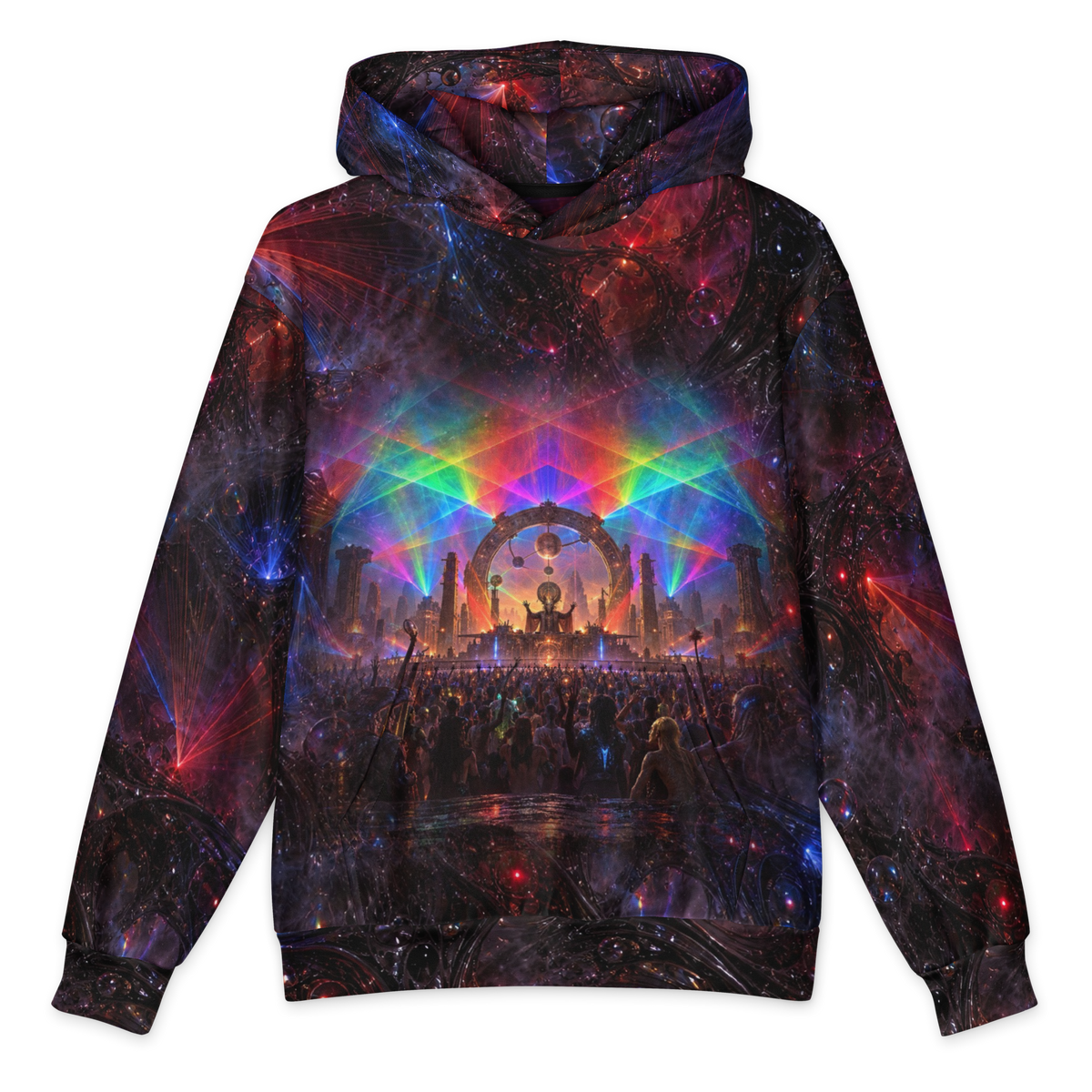 Crimson Resonance Hoodie all-over print oversized hoodie, front