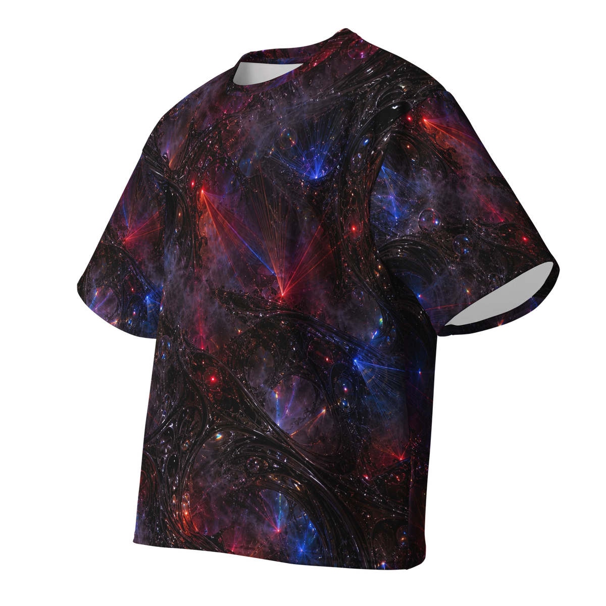 Crimson Resonance Terrain all-over print oversized tee, front