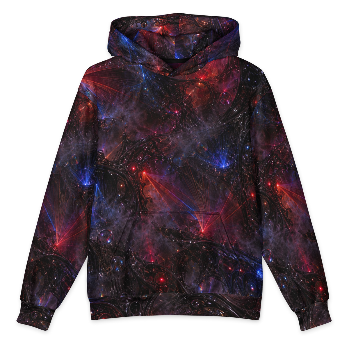 Crimson Resonance Terrain Hoodie all-over print oversized hoodie, front
