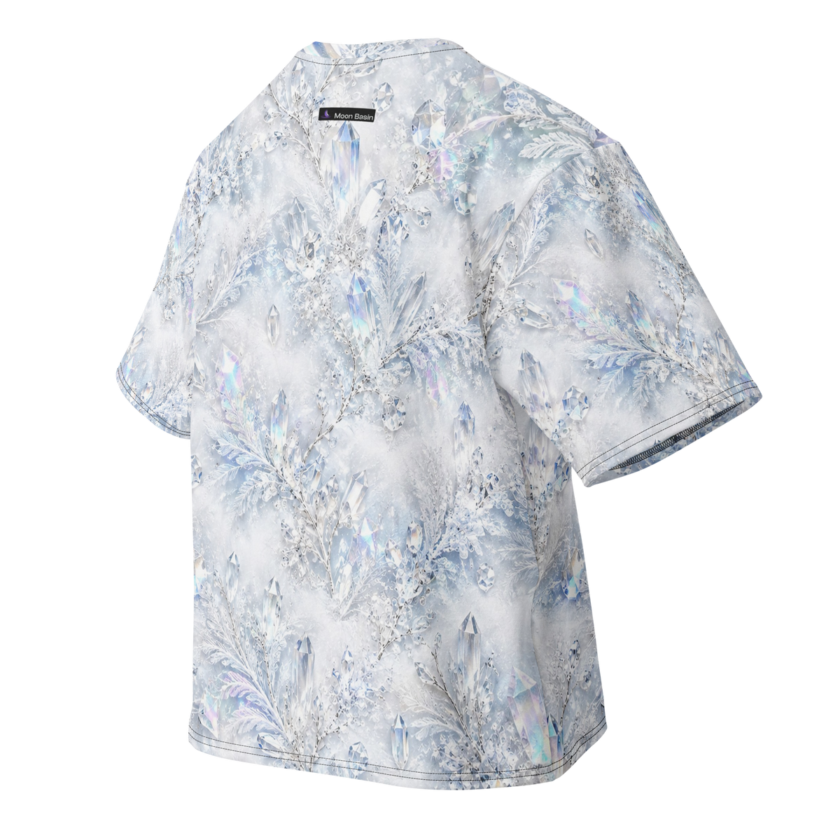 Crystal Ice Palace Terrain all-over print oversized tee, back with Moon Basin nape mark