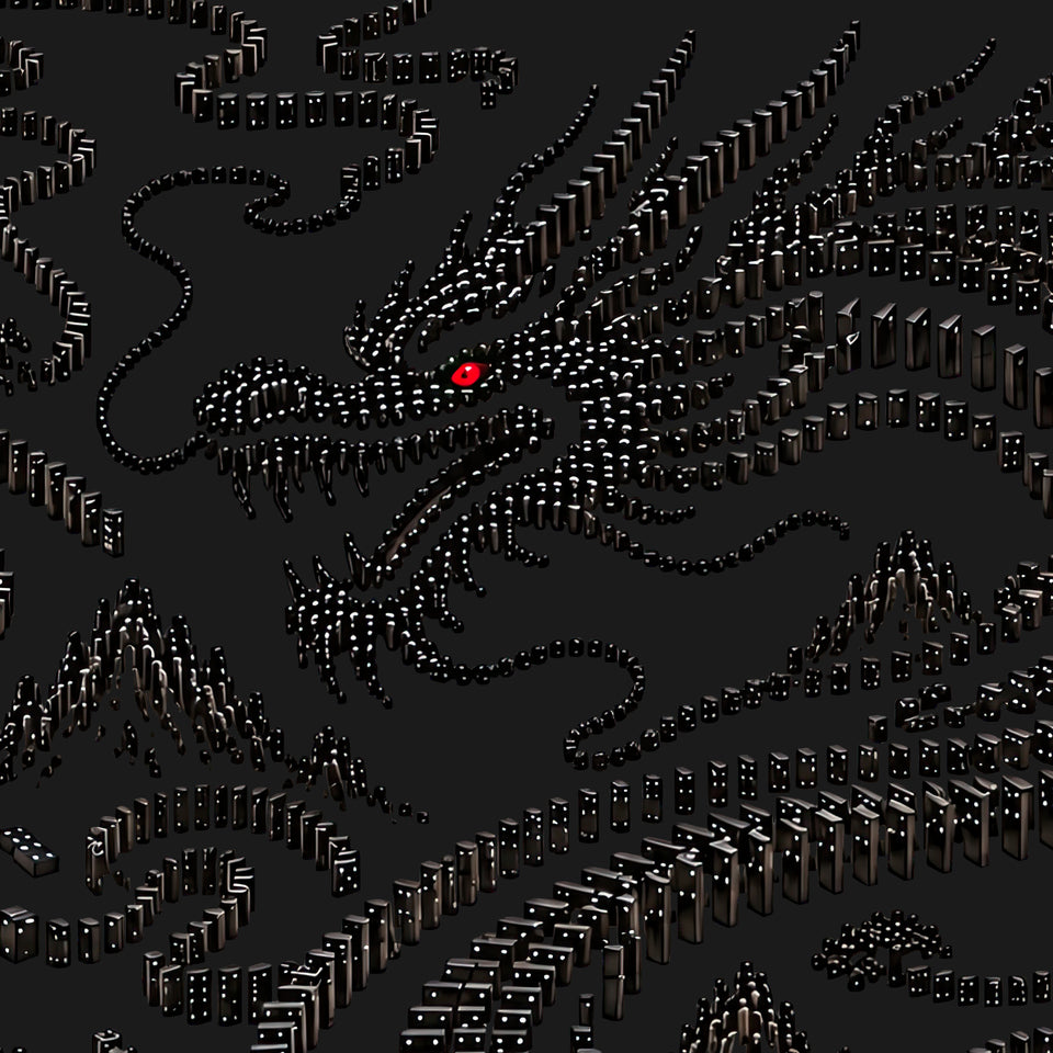 Domino Dragon Graphic Tee in Black, print zoom: full-resolution print detail