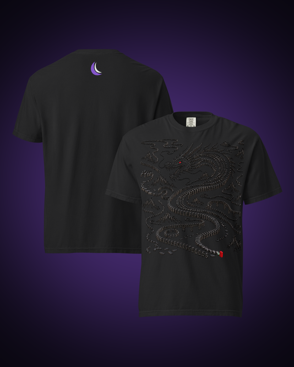 Domino Dragon Graphic Tee in Black, front and reverse