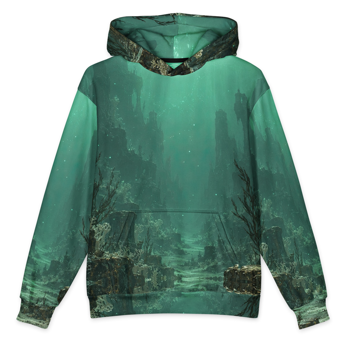 Drowned Oracle Terrain Hoodie all-over print oversized hoodie, front