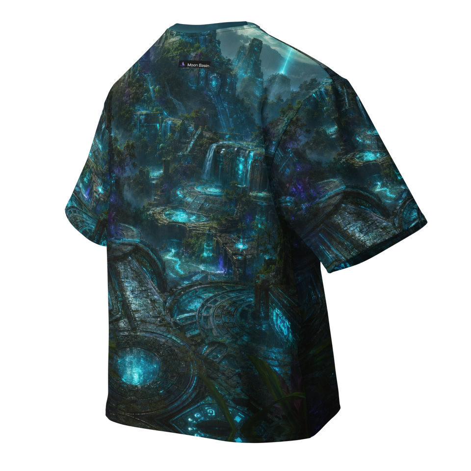 Emerald Glyph Citadel all-over print oversized tee, back