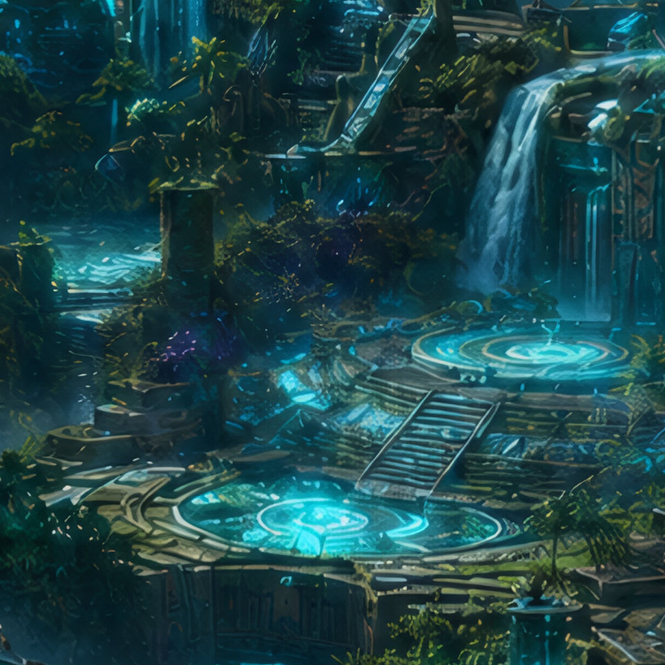 Emerald Glyph Citadel, print zoom: full-resolution print detail