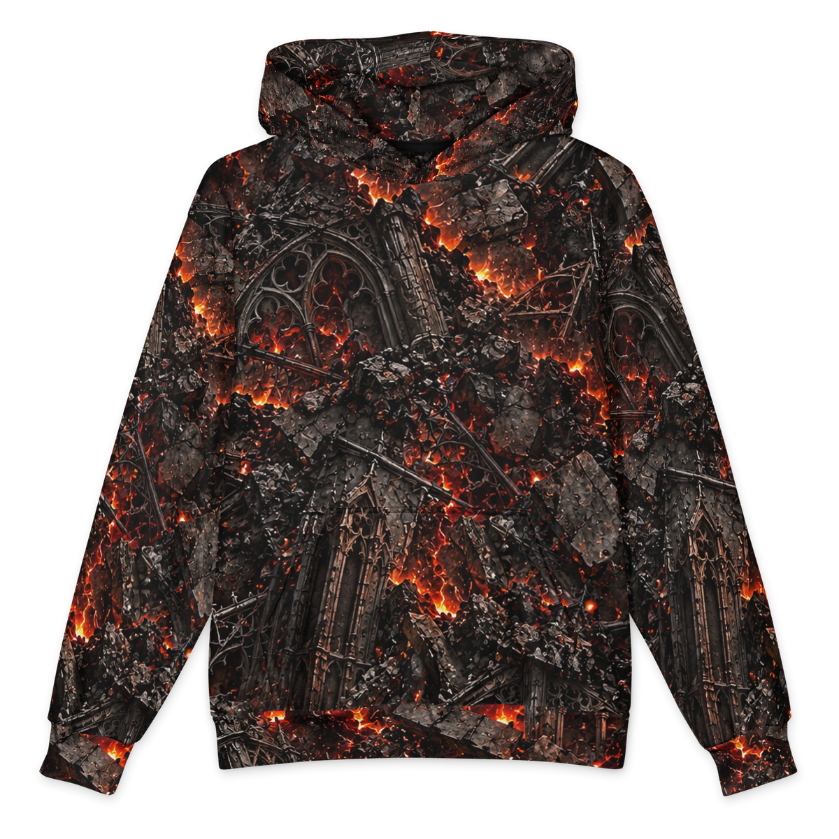Fire and Ruin Terrain Hoodie all-over print oversized hoodie, front
