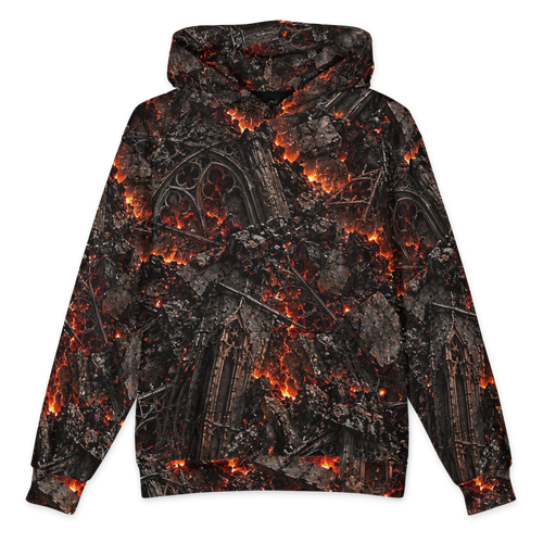 Fire and Ruin Terrain Hoodie all-over print oversized hoodie, front