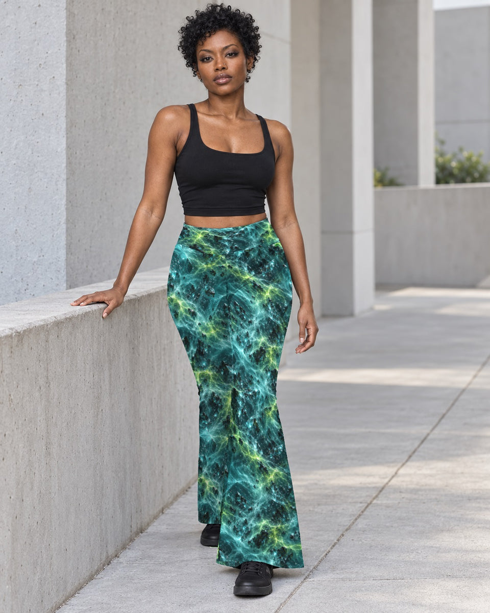 Glassmaw Terrain Flare Leggings, worn on model, in motion
