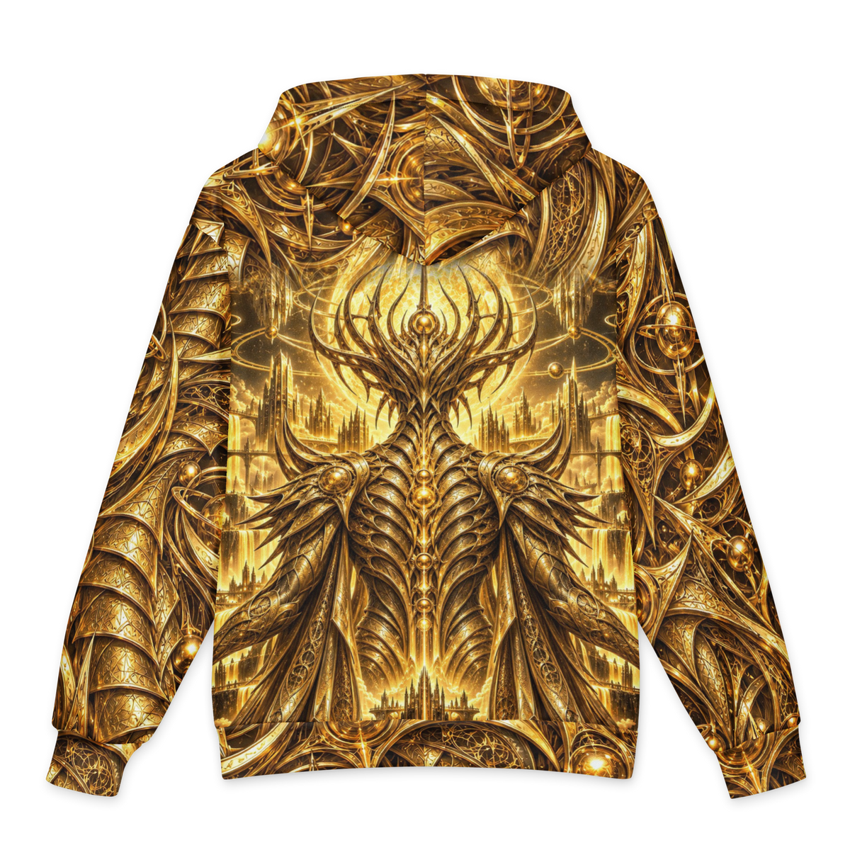Gold all-over print oversized hoodie, back