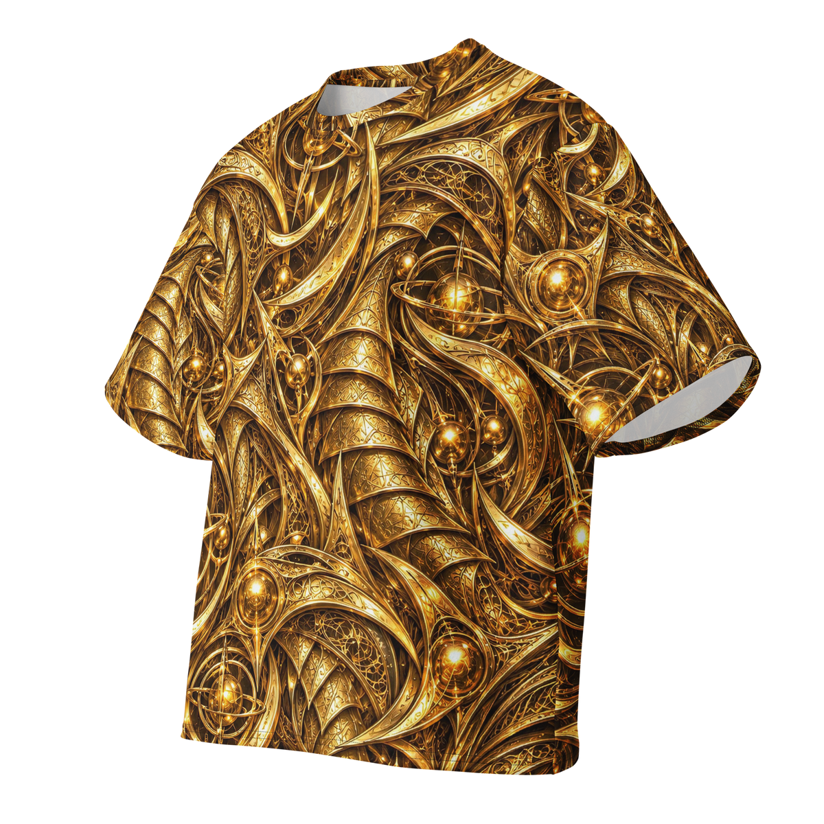 Gold Terrain all-over print oversized tee, front