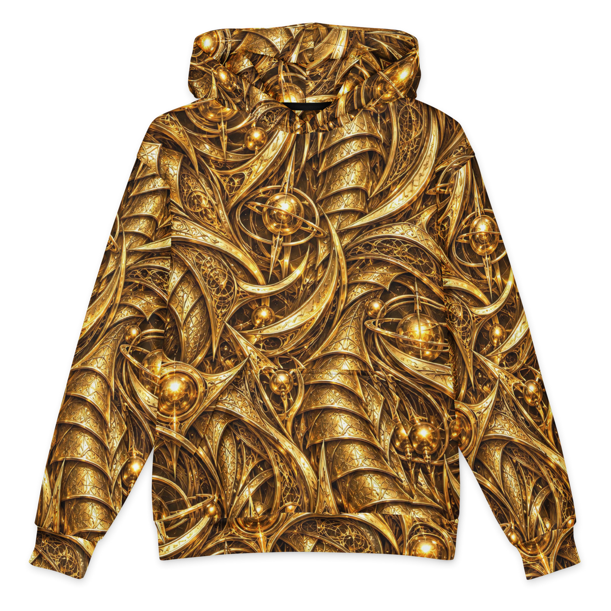 Gold Terrain all-over print oversized hoodie, front