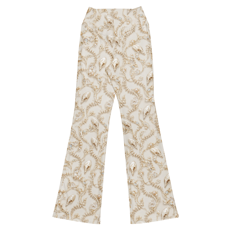 Ivory Alien Skulls Terrain Flare Leggings, back