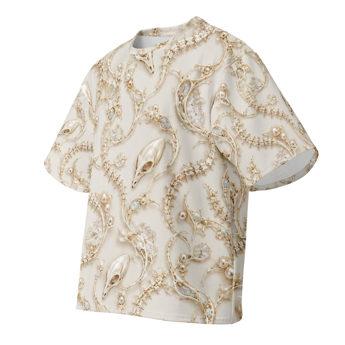 Ivory Alien Skulls Terrain all-over print oversized tee, front