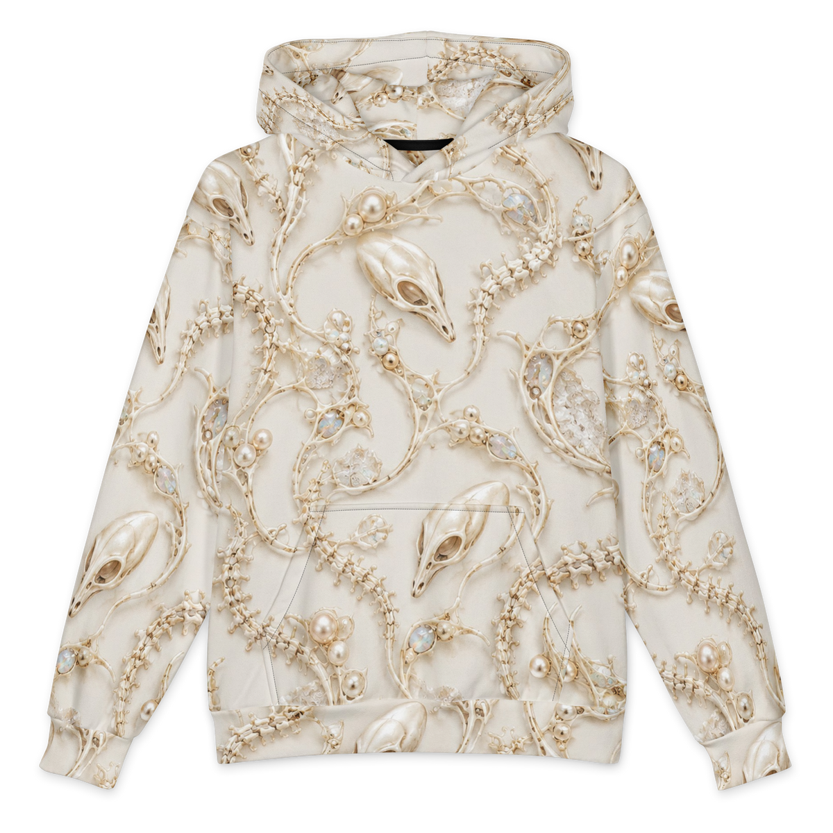 Ivory Alien Skulls Terrain Hoodie all-over print oversized hoodie, front