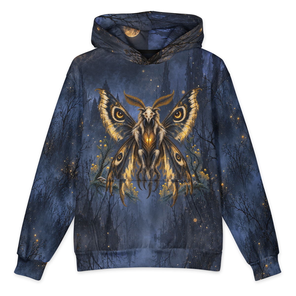 Lantern Moth Hoodie all-over print oversized hoodie, front