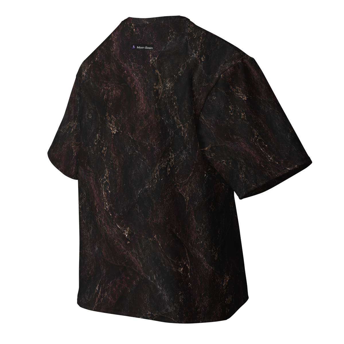 Last Appetite Terrain all-over print oversized tee, back with Moon Basin nape mark