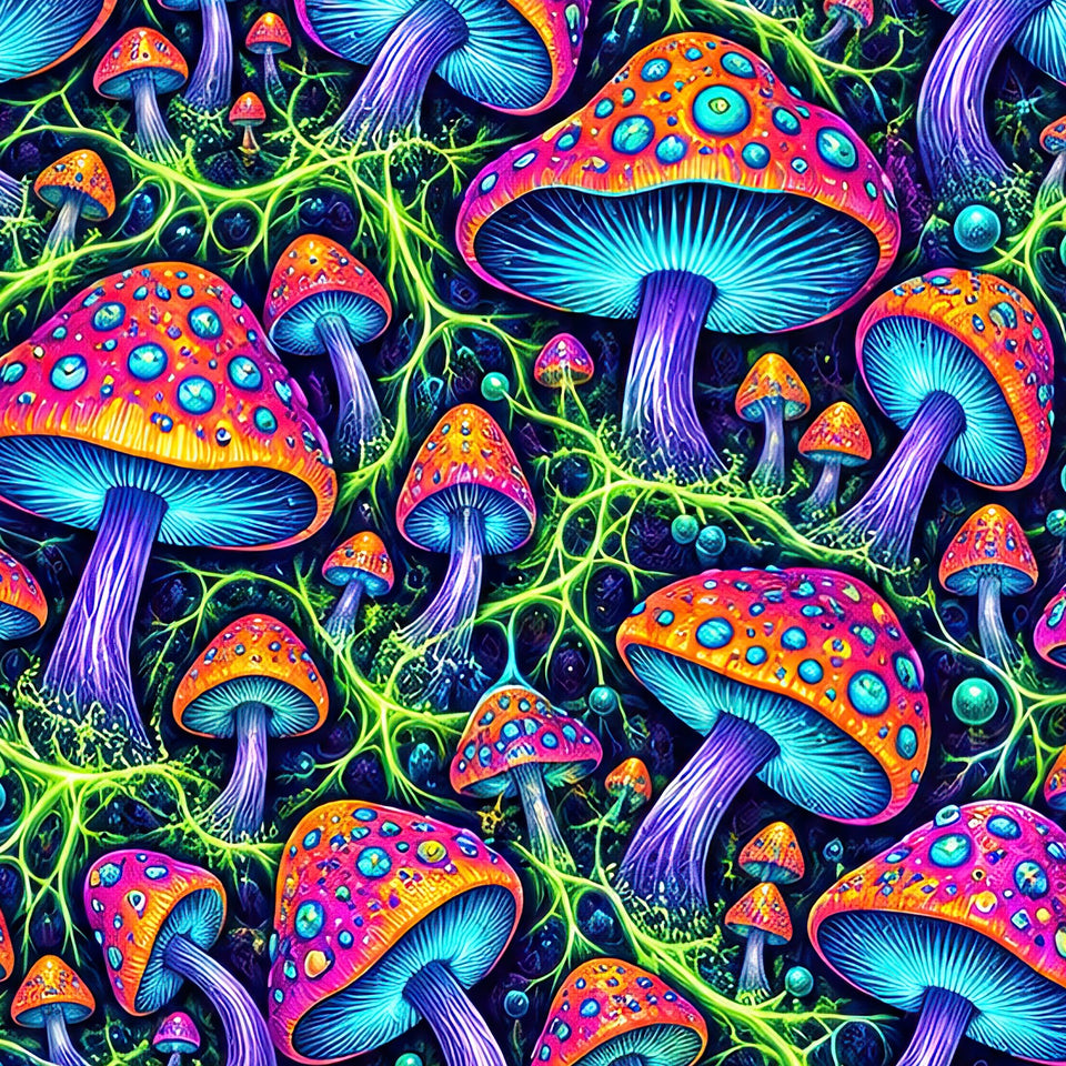Mushroom Rocker Terrain Leggings, print zoom: full-resolution print detail