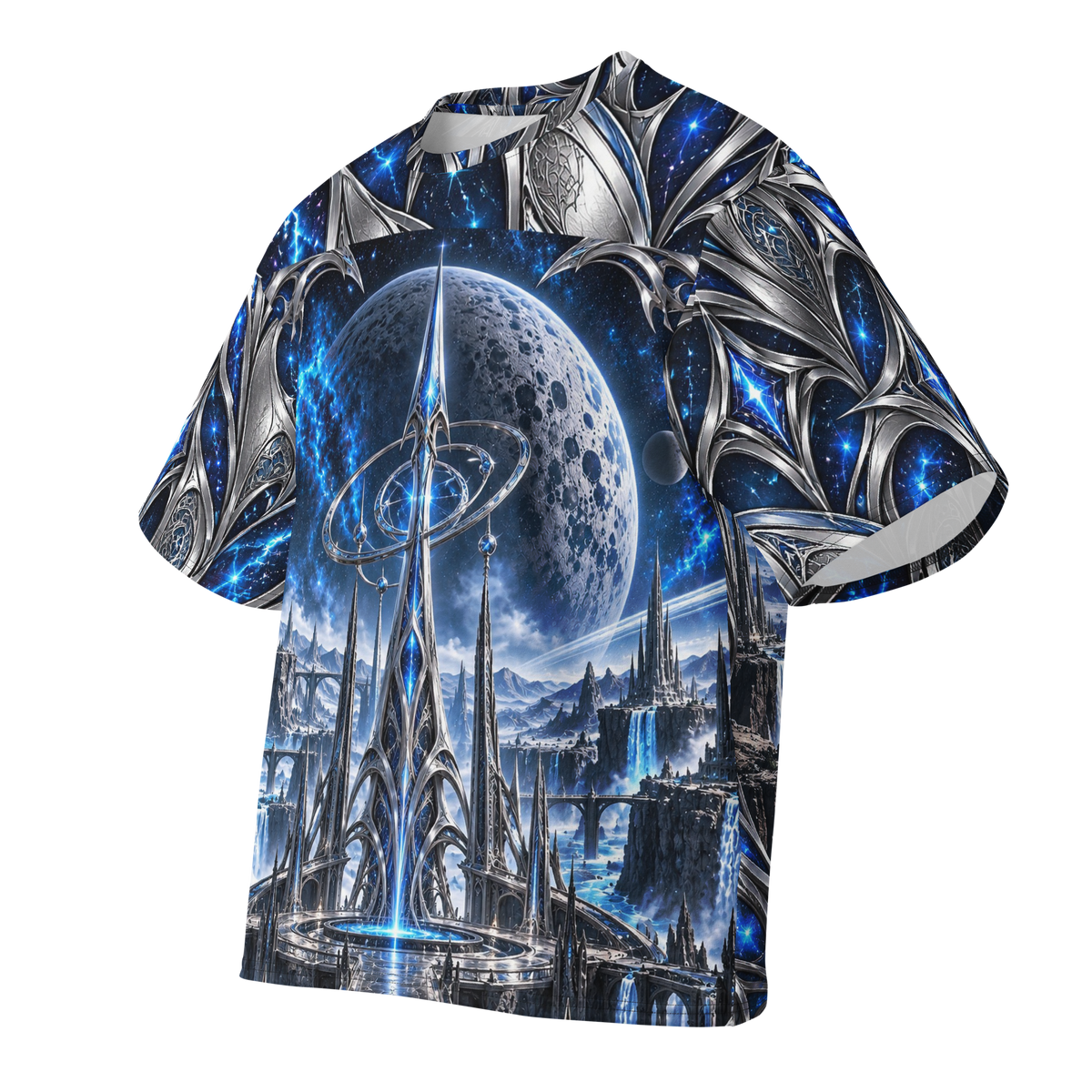 Nebula Huntress all-over print oversized tee, front